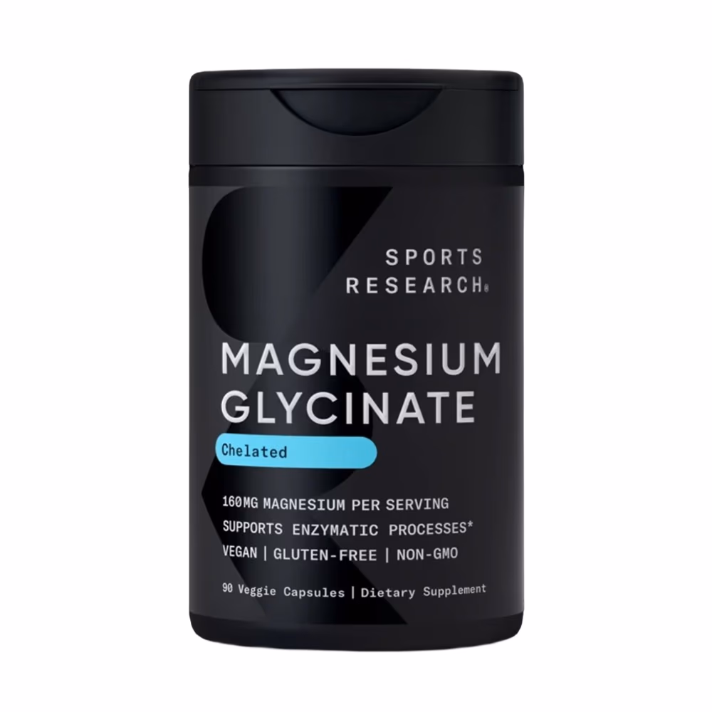 Sports Research Magnesium Glycinate 160mg Chelated Supplement, 90 Veggie Capsules 1