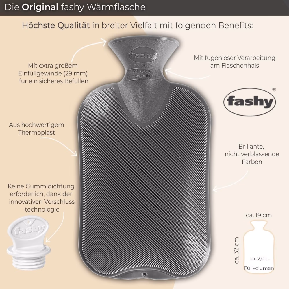 Fashy Hot Water Bag 6530.21 Fleece Cover Anthracite 5