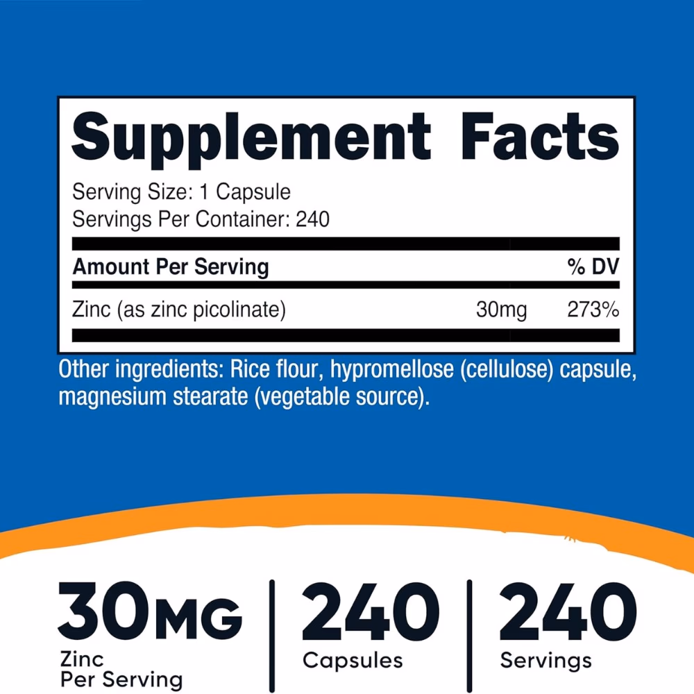 Nutricost Zinc Picolinate 50mg – High-Potency Mineral Supplement, 30 Capsules 2