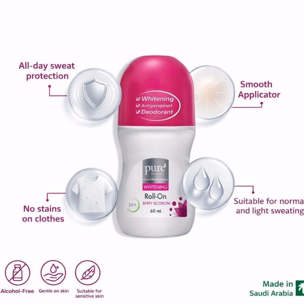Pure Beauty Anti-Perspirant Berry Blossom Whitening Roll-On 60ml 4