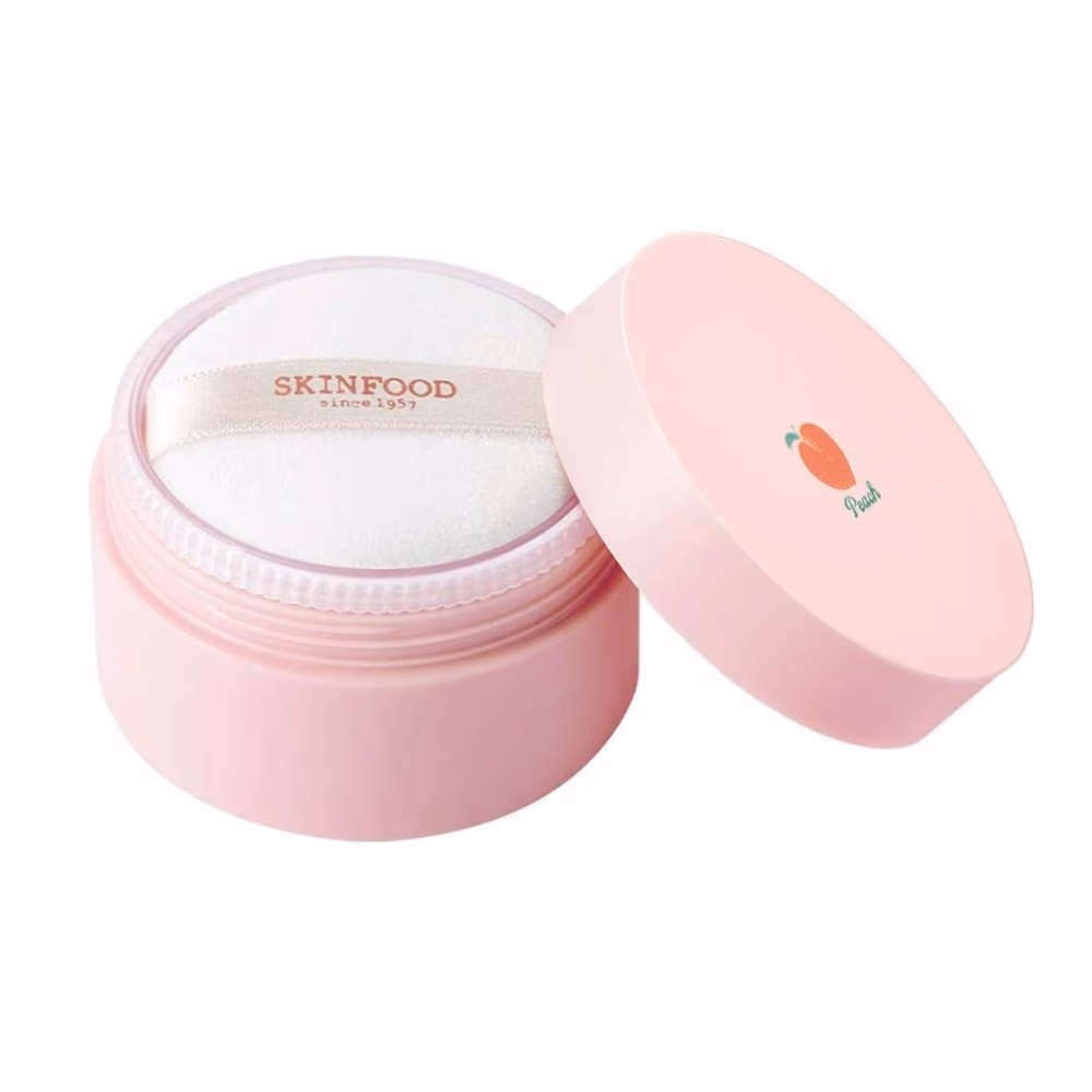 Skinfood Peach Cotton Multi Finish Powder 15gm – Micro-Silica & Calamine Sebum Control | Silk Powder Setting Loose Powder 1