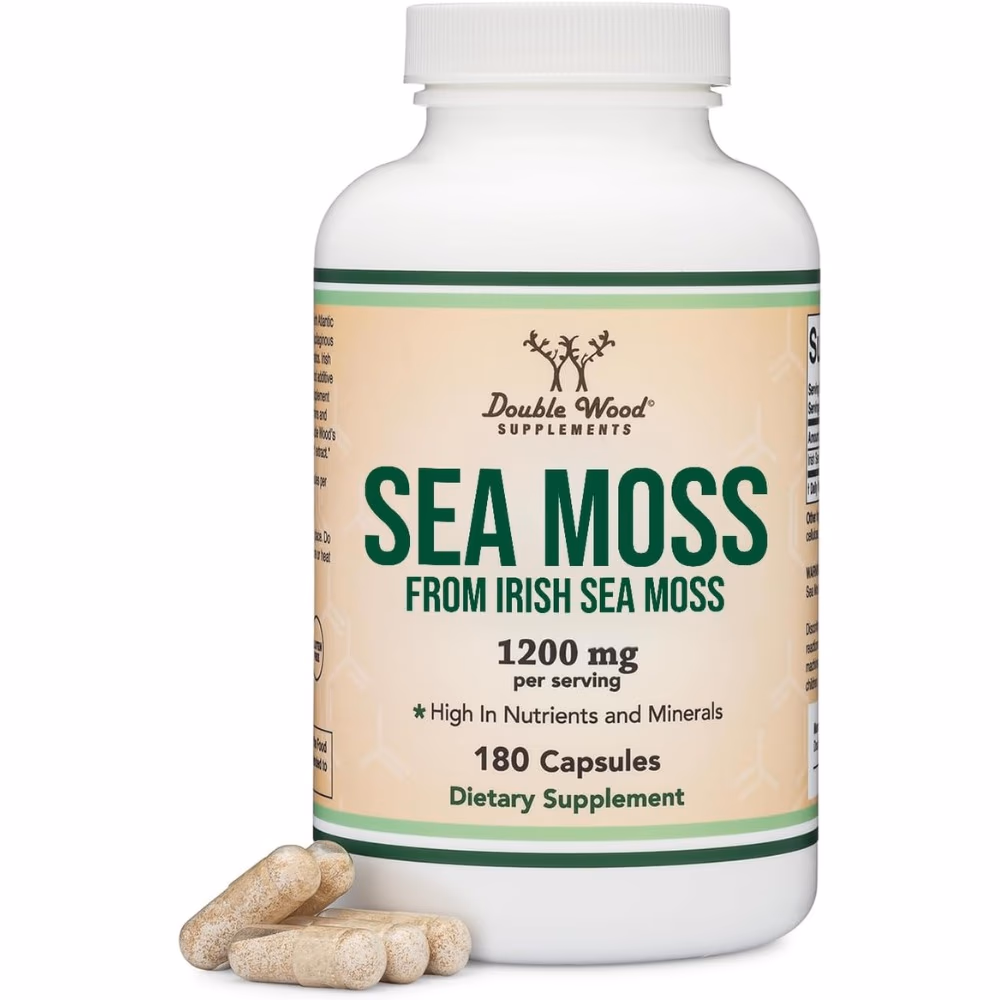 Double Wood Irish Sea Moss Capsules 1200mg 180 Capsules 1