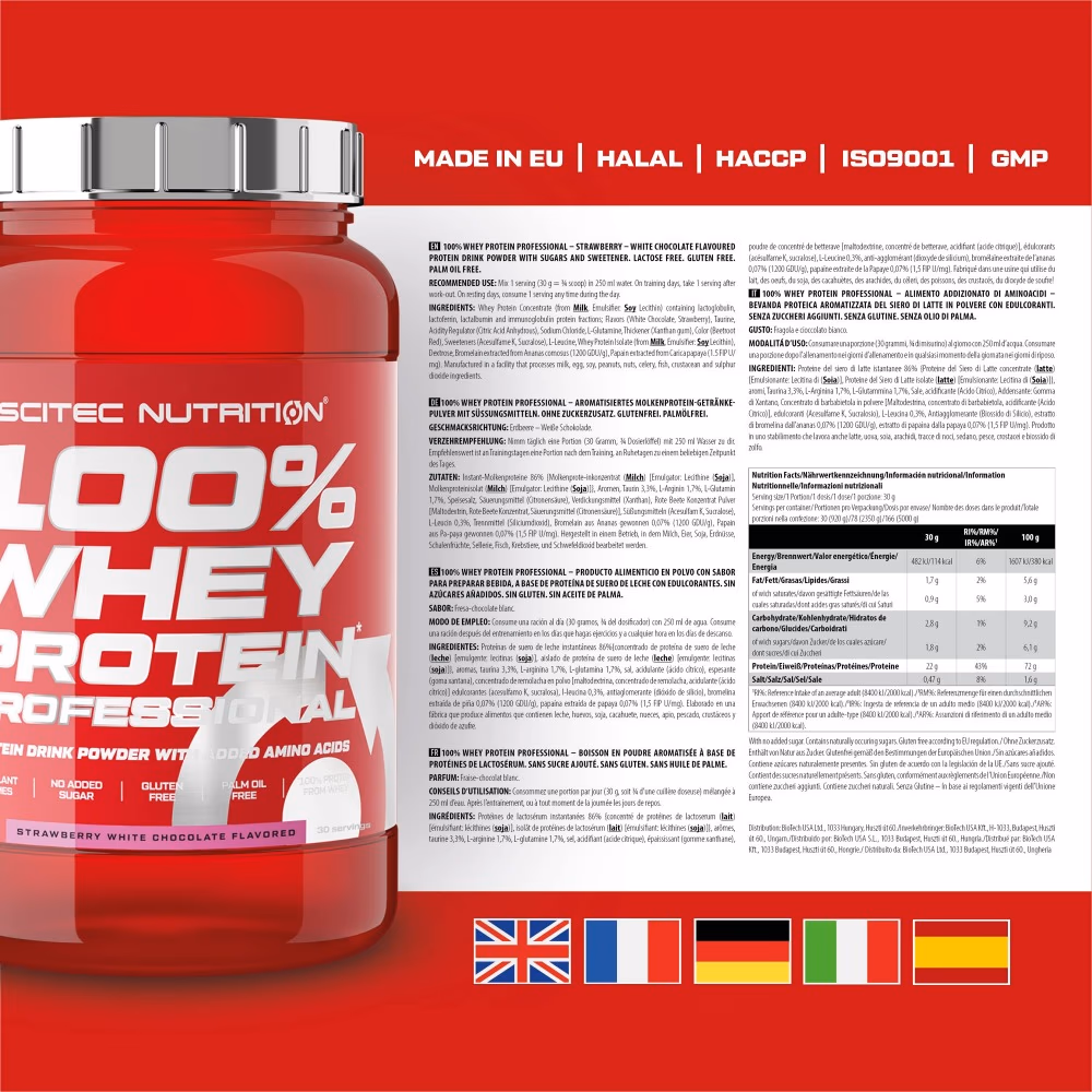 Scitec 100% Whey Strawberry White Chocolate 2350g 4