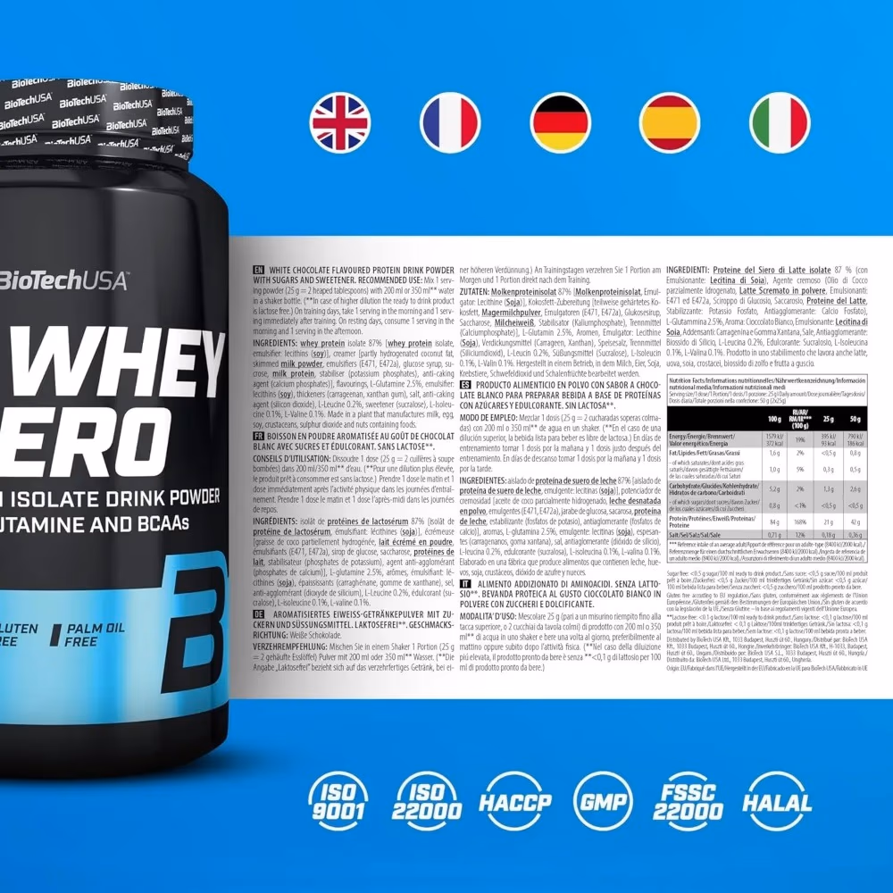 BioTechUSA Iso Whey Zero Caffè Latte 908g – Lactose-Free Whey Protein Isolate 4