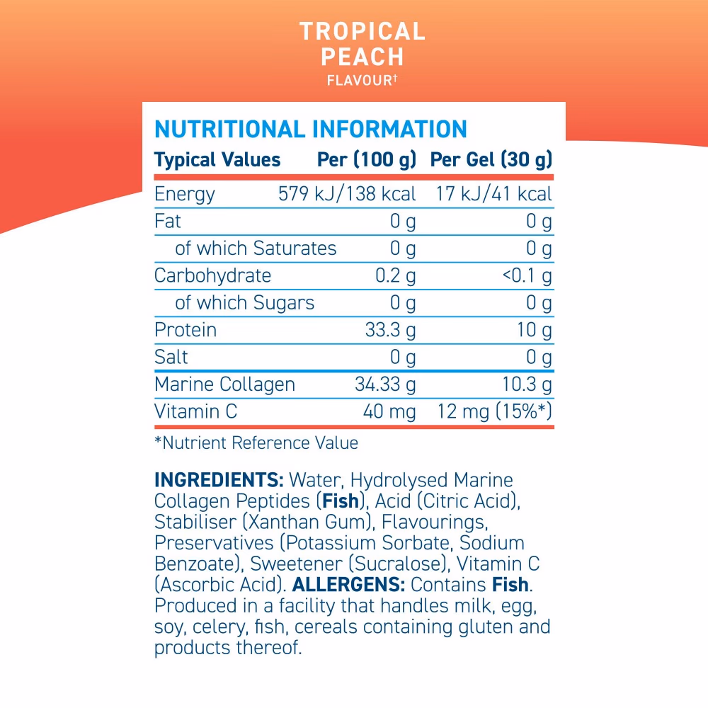 Applied Nutrition Liquid Marine Collagen 10 Gels x 30g – Tropical Peach | 10g Collagen & 10g Protein per Gel | Recovery, Hair, Skin, Nails & Joints 2