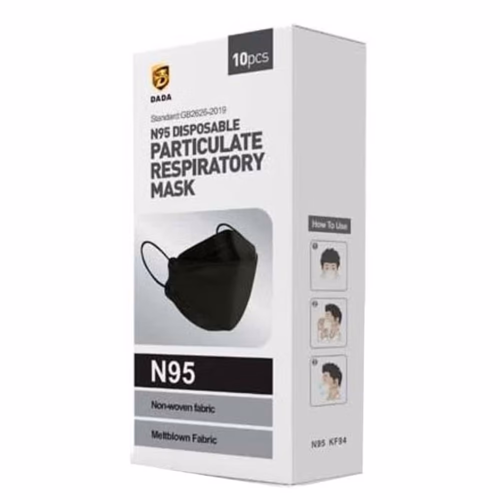 DADA N95 Disposable Particulate Respirator Mask Black -10 Mask 1