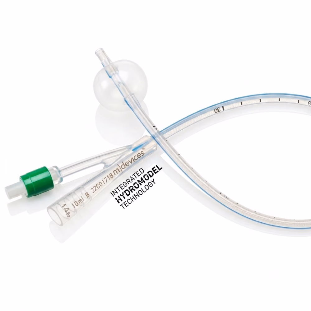 m|devices 2-Way Foley Catheter with Integrated Hydromodel Technology, 14Fr, 10ml Balloon 1