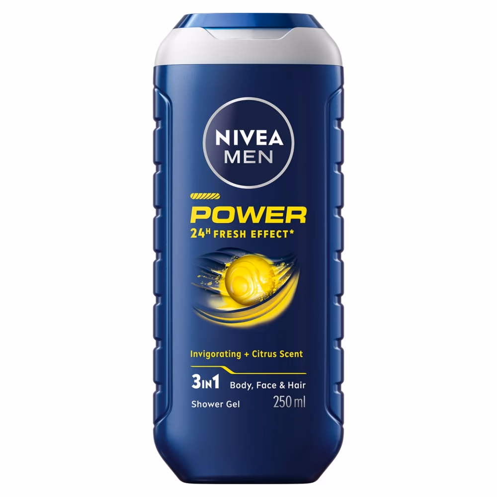 nivea men power 3 in 1 shower gel 250ml 1