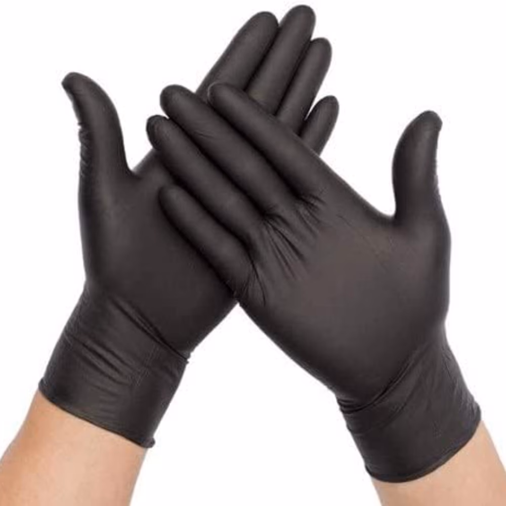 BOS Synthetic Nitrile Blended Gloves 100 Count, Black Medium 1
