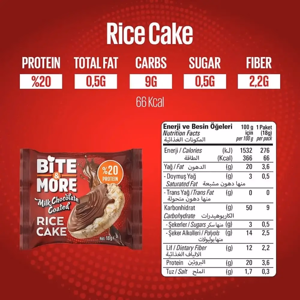 Bite & More Rice Cake with Milk Chocolate - 18g 2