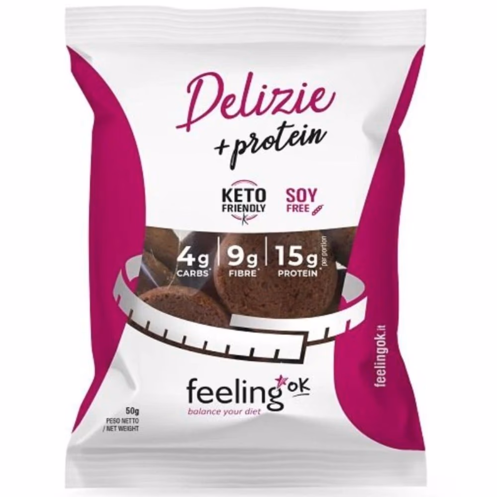 Feeling OK Delizia Protein Cocoa Biscuits 50g – High-Protein Snack Biscuits 1