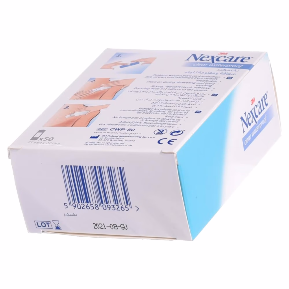 3M Nexcare Clear Waterproof Bandages - One Size - 50 Bandages 3