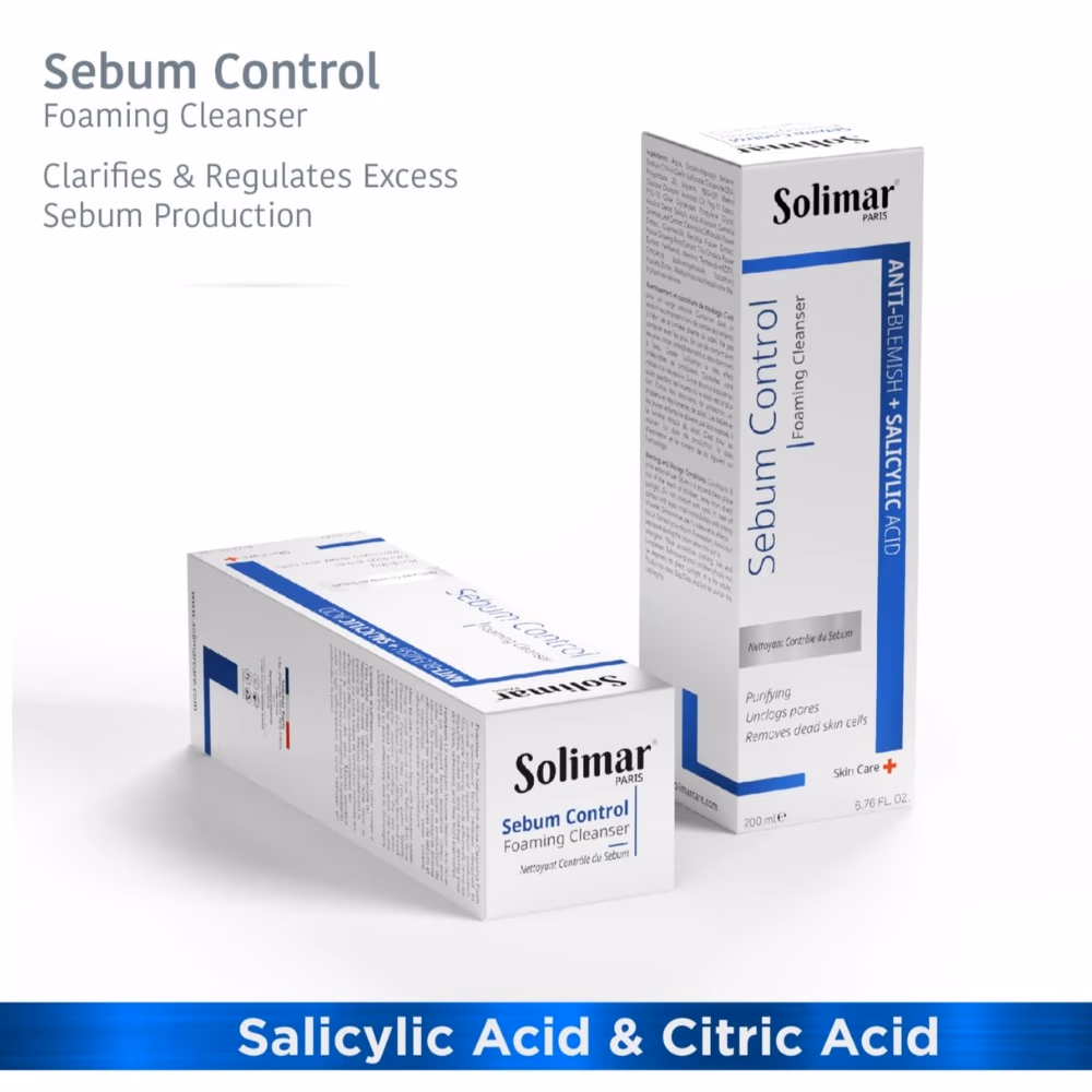 SOLIMAR Sebum Control Foaming Cleanser 200ml – Oil Control & Acne Prevention for Oily Skin 2