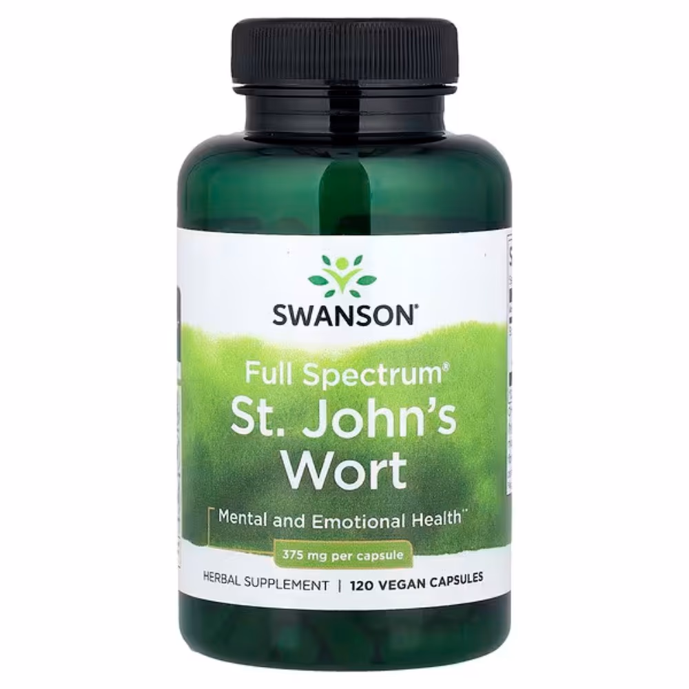 Swanson Full Spectrum St. John’s Wort – Herbal Supplement for Mental and Emotional Health, 375mg, 120 Vegan Capsules 1
