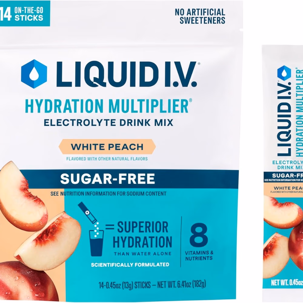 Liquid IV Hydration Multiplier  White Peach Sugar Free-14 Servings 1
