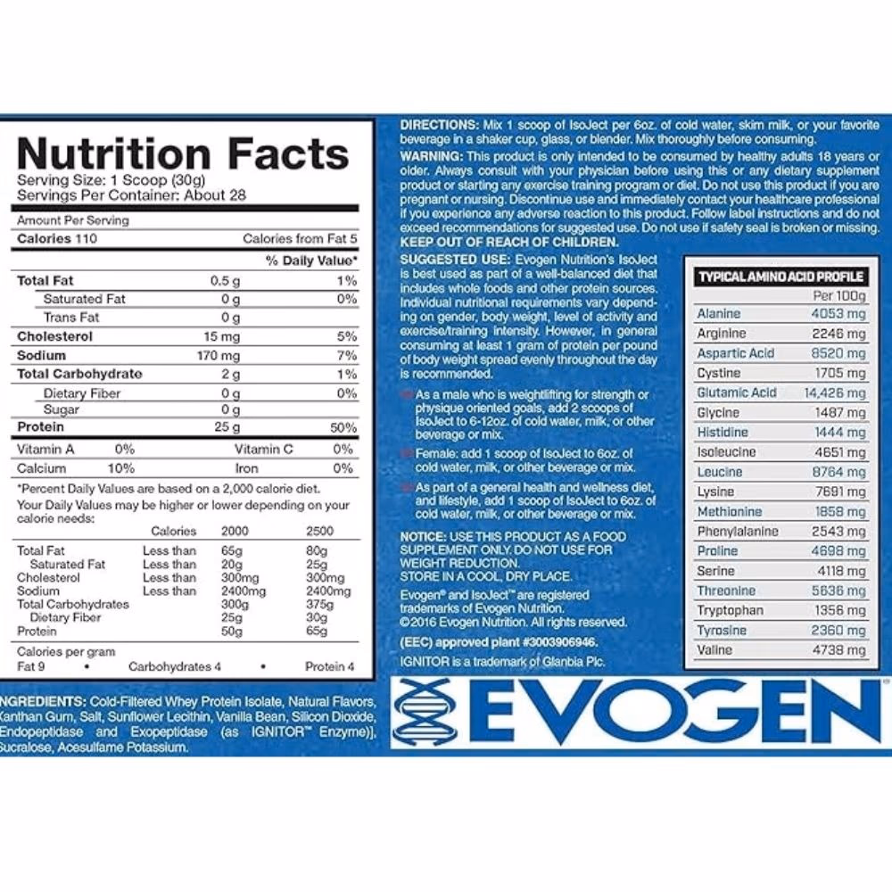 Evogen IsoJect Whey Vanilla Bean 3.64lb 2