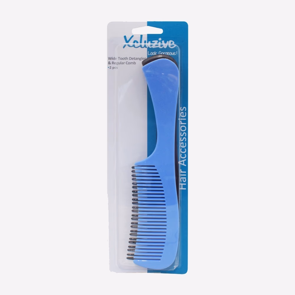 Xcluzive Wide Tooth Detangler & Regular Combs 2S 1