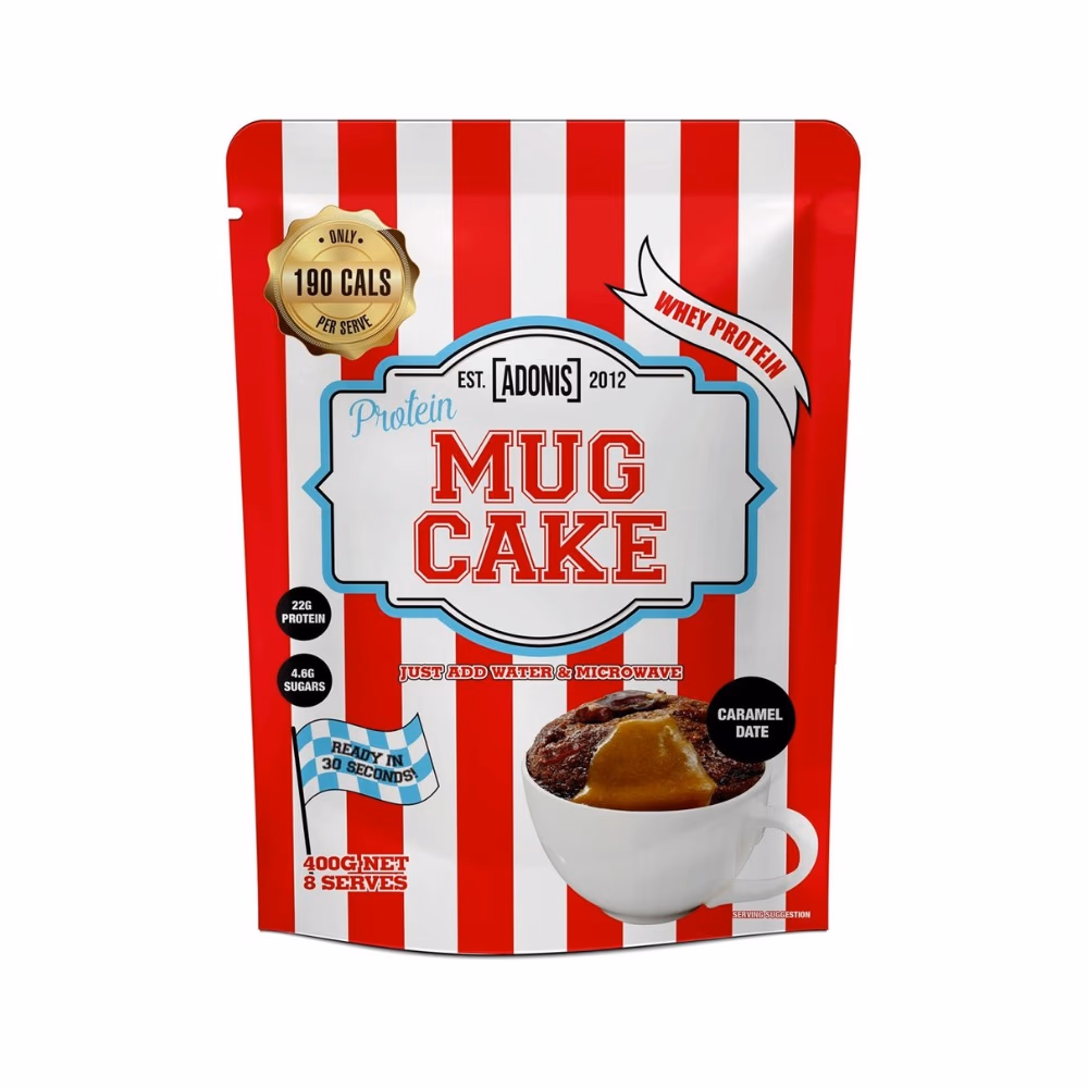 Adonis Protein Mug Cake Caramel Date 400gm 1