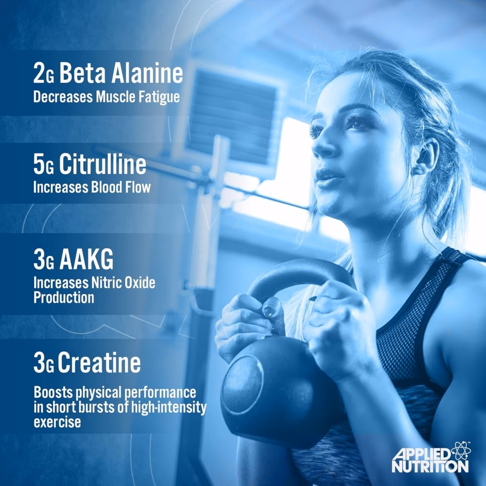 Applied Nutrition Pump 3G Pre Workout Zero Stim Blue Raspberry 375g 2