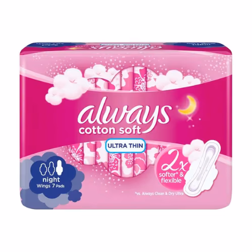 Always Cotton Soft Ultra Thin Night Pads with Wings 7s 1