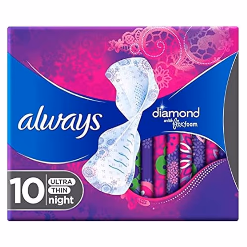Always Diamond Flex Foam Sanitary 10 Pads 1