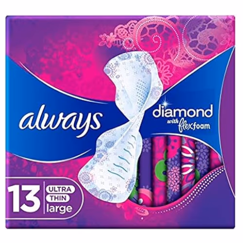 Always Diamond FlexFoam Large Sanitary Pads with Wings 13s 1