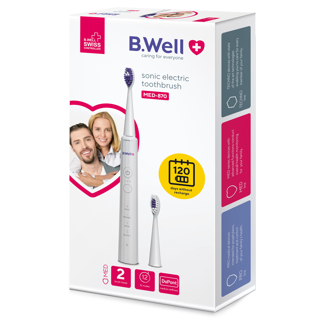 B.Well Sonic Electric Toothbrush White MED-870