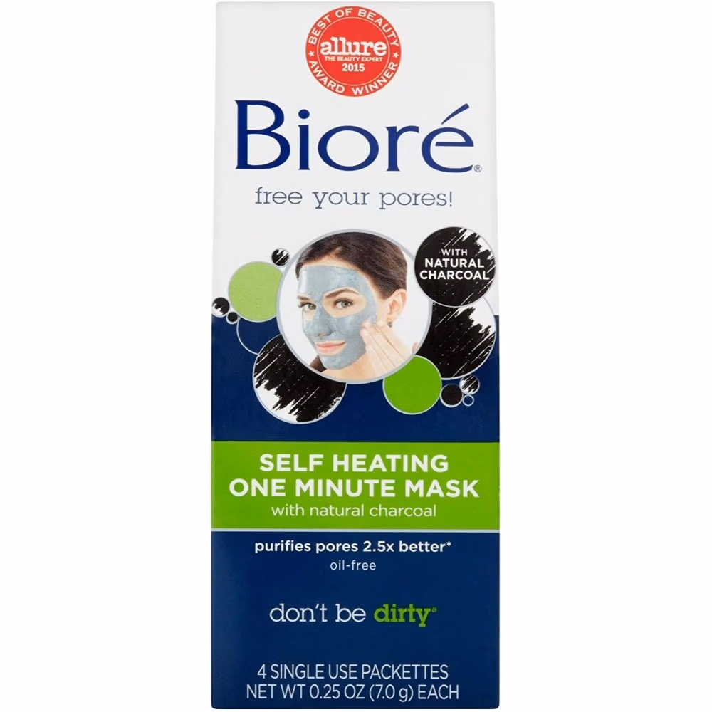 Biore Charcoal Self-Heating One Minute Mask 4 Sachets 1