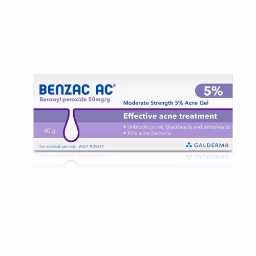 Benzac AC Gel 5% – 60 g Topical Acne Gel for Pimples And Breakouts