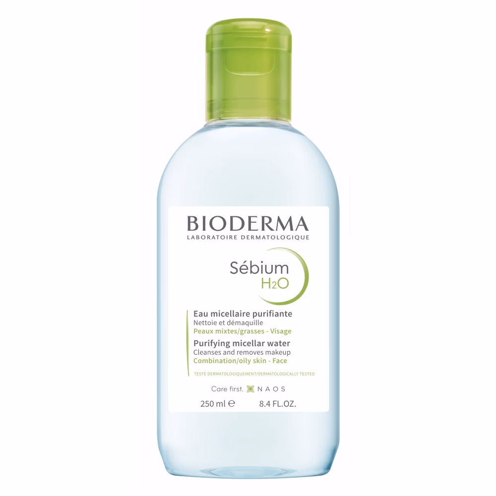 Bioderma Sebium H2O Micellar Water – 250ml | Purifying Makeup Remover & Cleanser for Oily & Combination Skin