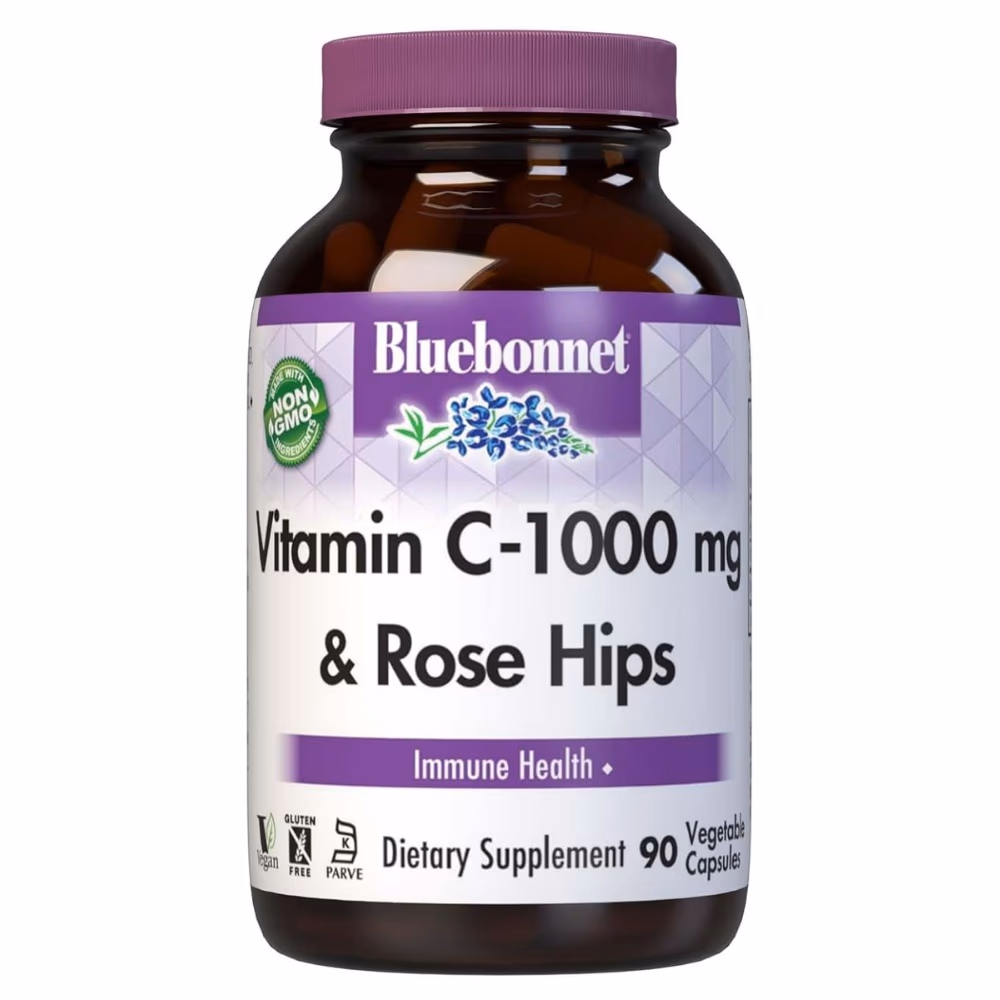 Bluebonnet Vitamin C 1000mg Rose Hips 90 Veg Caps 1