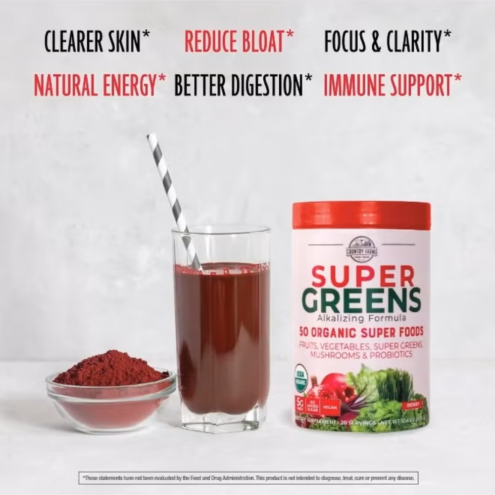 Country Farms Super Greens Superfood Powder (Berry Flavor) - 300g 4