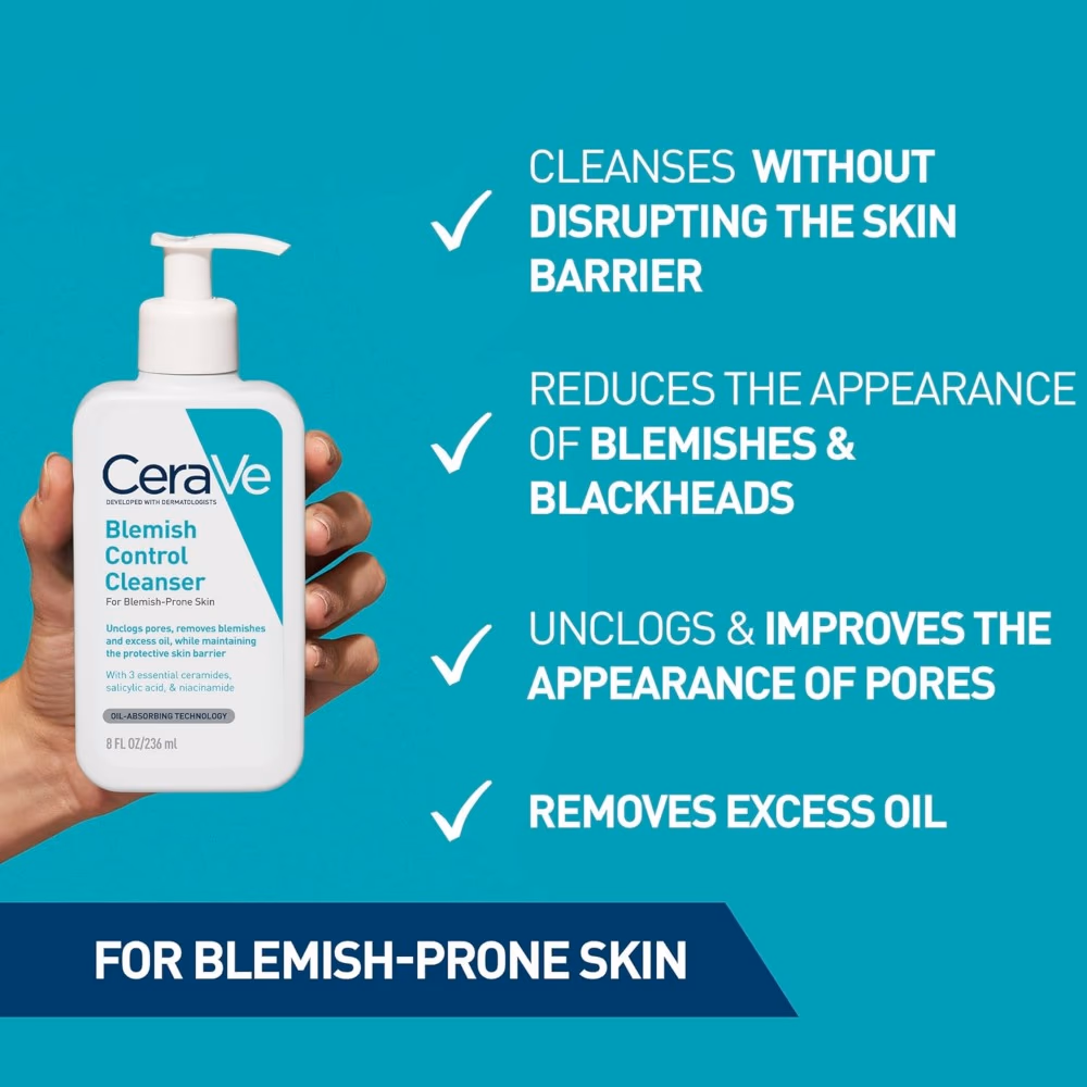 CeraVe Blemish Control Cleanser – Gentle, Daily Cleanser for Blemish-Prone Skin, 236ml 5