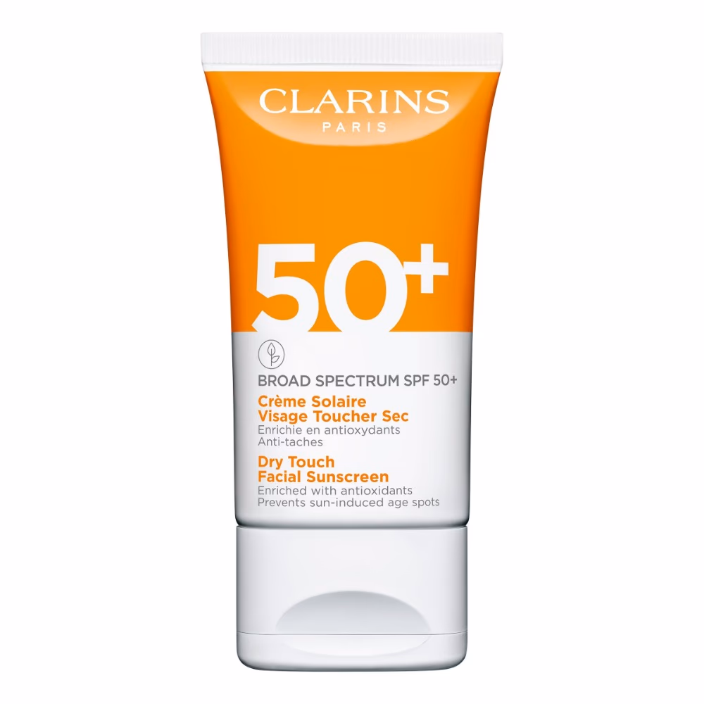 Clarins Dry Touch Sun Care Cream SPF 50+ – 50ml | High Protection Lightweight Sunscreen for Face & Sensitive Skin