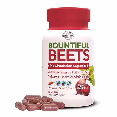 Country Farms Bountiful Beets, Supports Nitric Oxide, Inflammation Relief & Detox(90 Capsules)