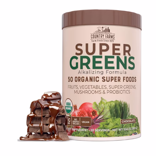 Country Farms Super Greens Superfood Powder, Chocolate Flavor, 300g 1