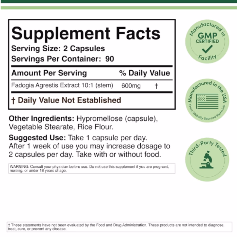 Double Wood Fadogia Agrestis 600mg Capsules 180 2