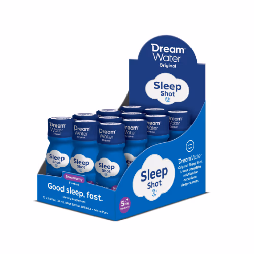 Dream Water Sleep Aid Shot Snoozeberry Flavor 12 pack
