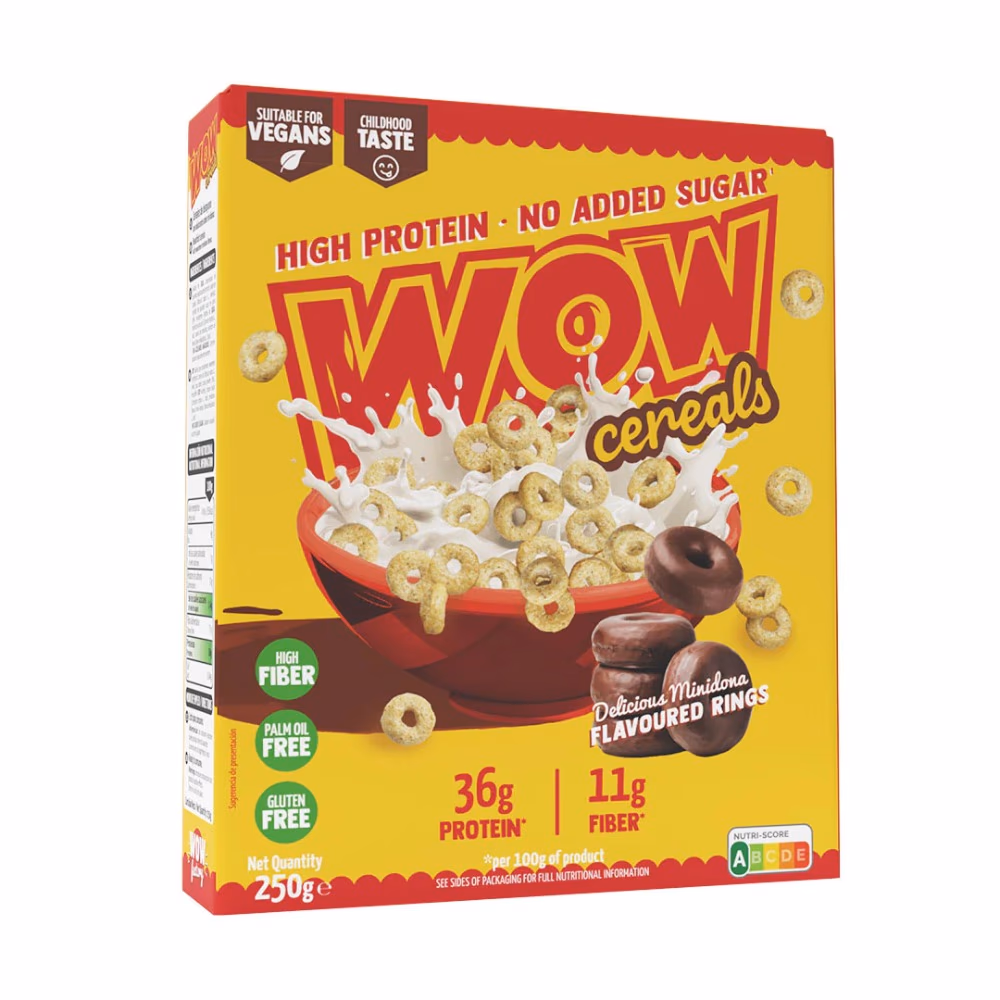 Wow Protein Cereals Minidona Rings – 250g | High-Protein Crunchy Breakfast Cereal for Energy & Fitness