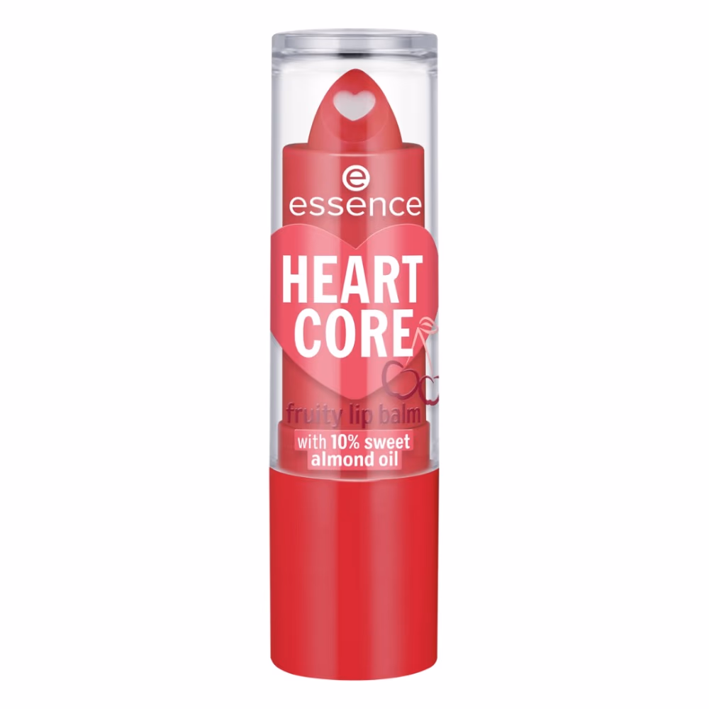 Essence Heart Core Fruity Lip Balm 01 Crazy Cherry – Nourishing Tinted Lip Balm with Fruity Scent