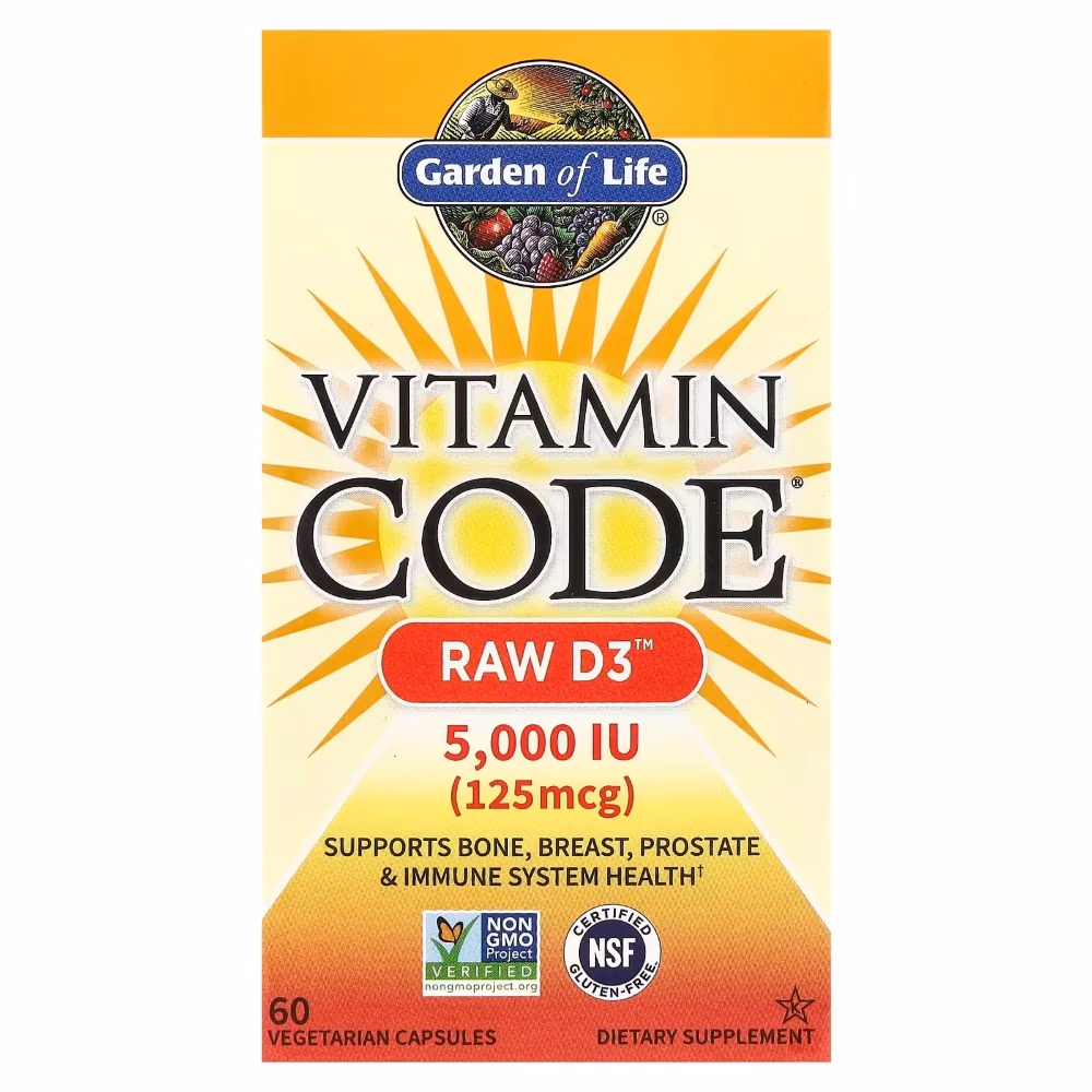 Garden of Life Vitamin Code Raw D3 5000IU 60 Vegetarian Capsules 1