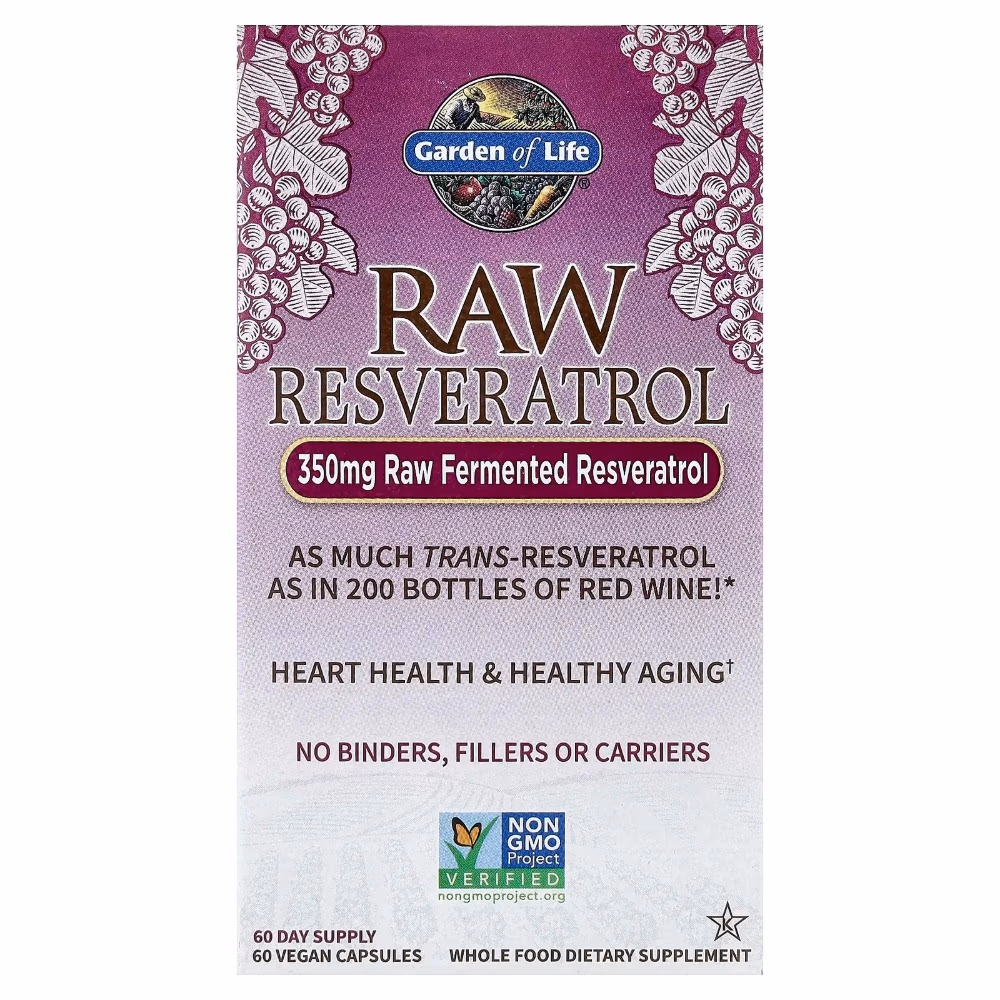  Garden of Life Raw Resveratrol 350mg 60 Vegan Capsules 1