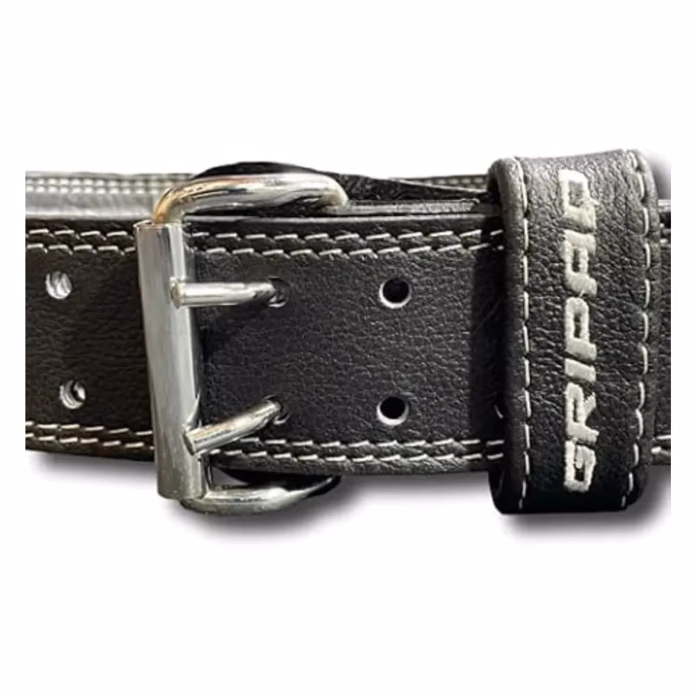 Gripad Leather Weightlifting Belt - Black and White - Extra Small 3