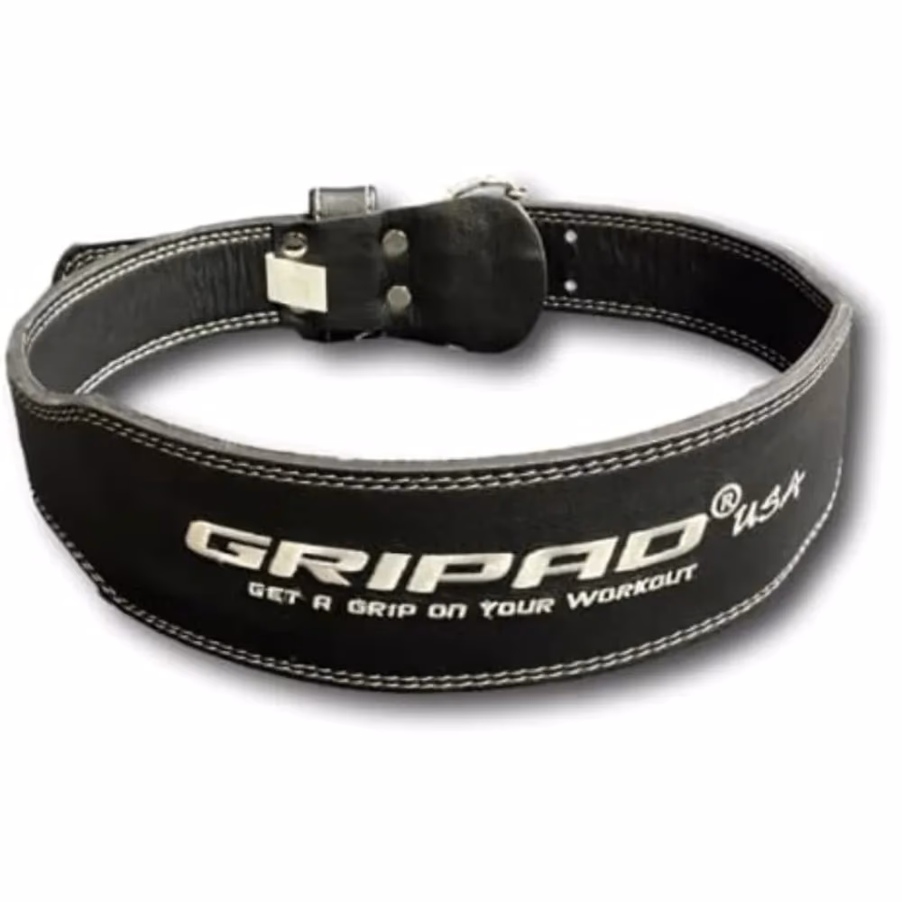 Gripad Leather Weightlifting Belt - Black and White - Small 1