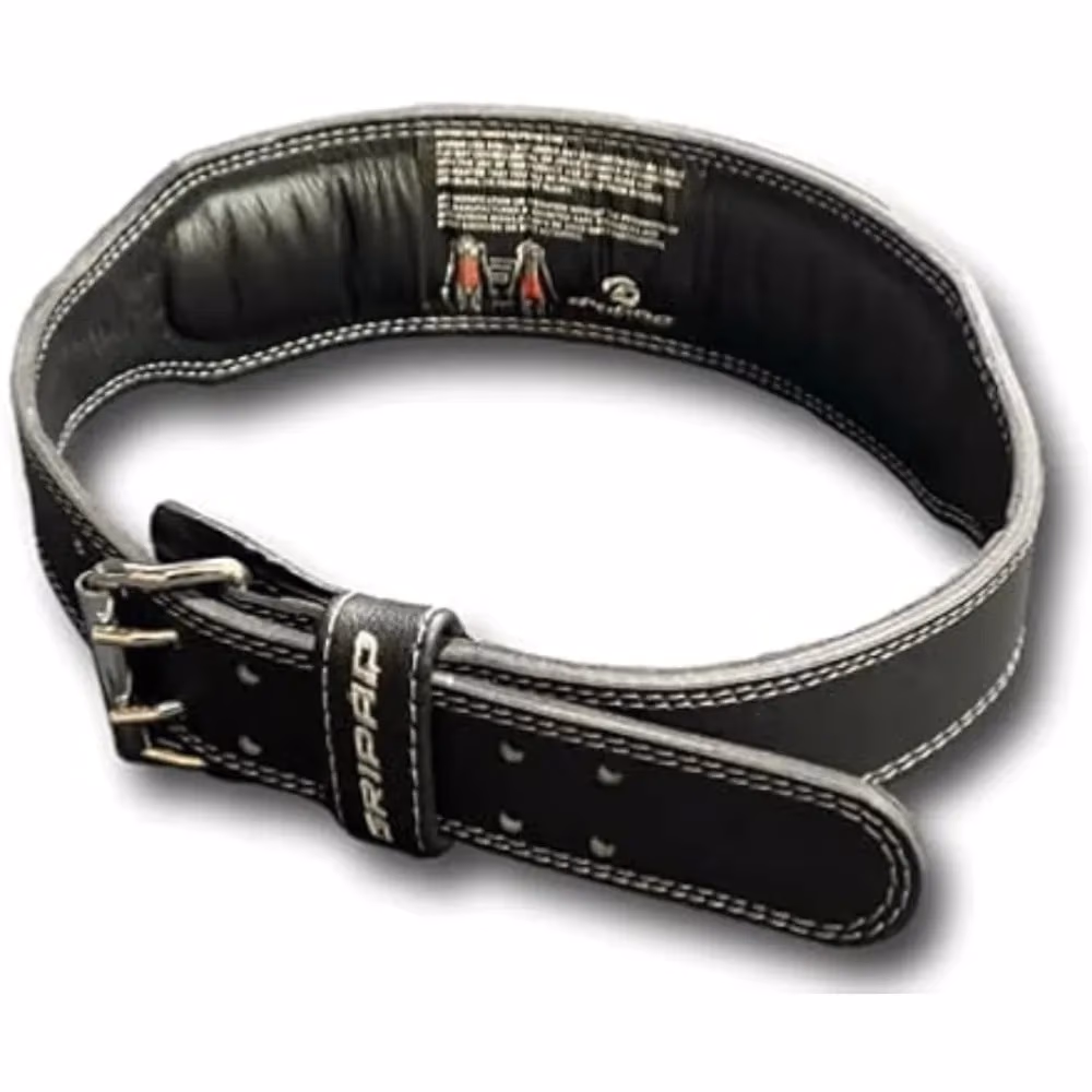 Gripad Leather Weightlifting Belt - Black and White - Extra Small 2