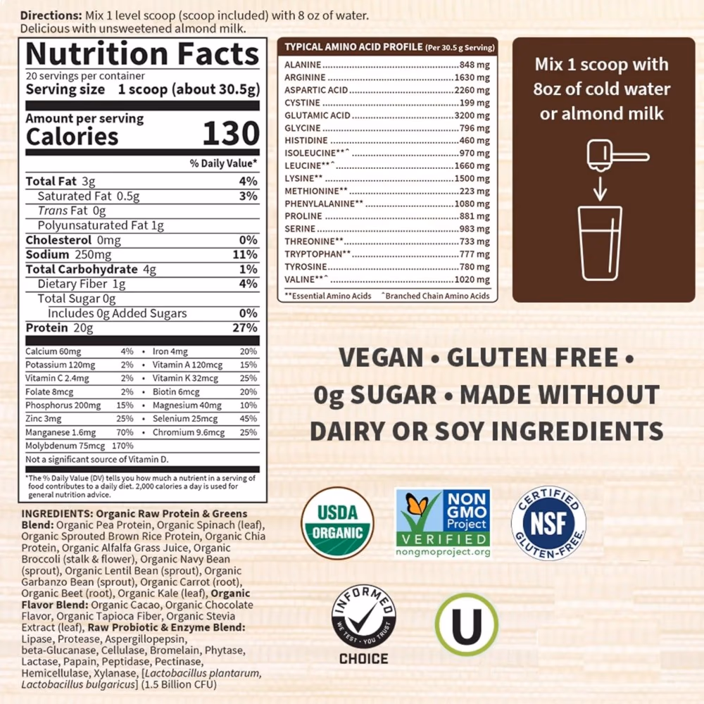 Garden of Life RAW Organic Protein & Greens 610g Chocolate  4