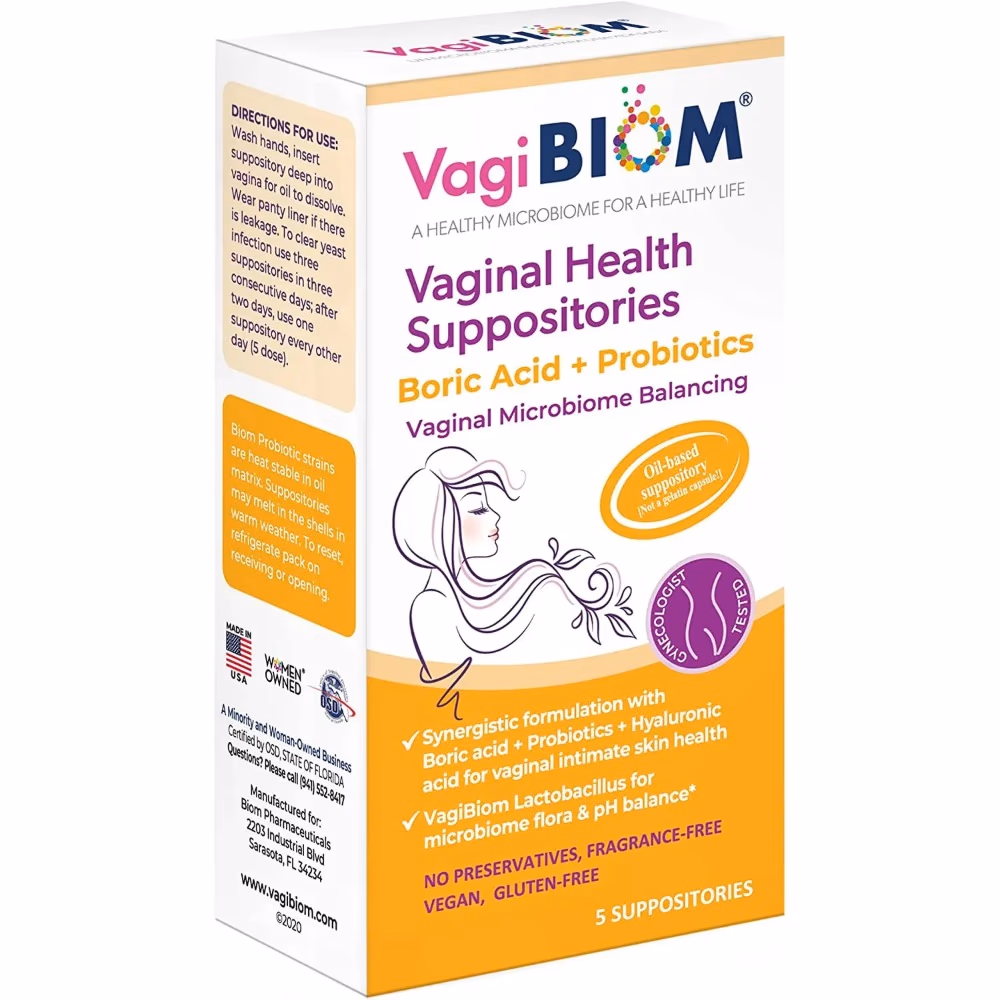 Vagibiom Boric Acid + Probiotics Vaginal Suppositories 5s