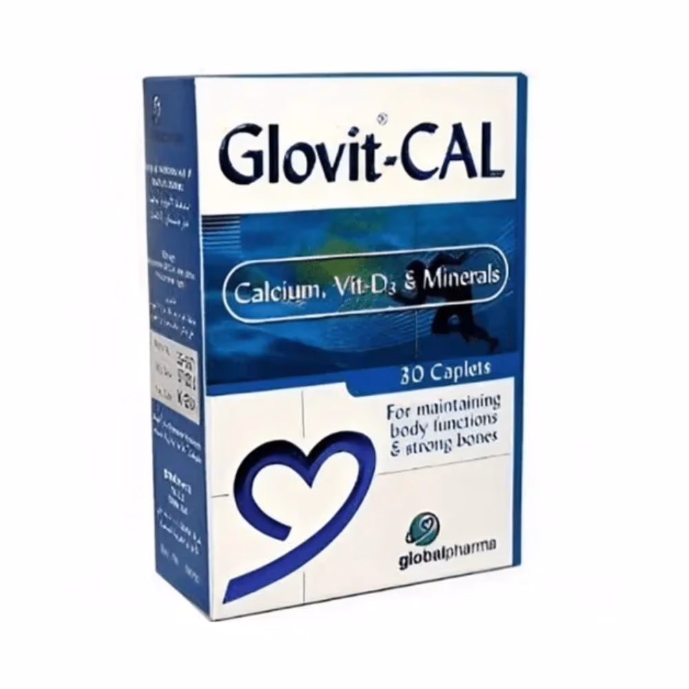 Glovit Cal – Calcium, Vitamin D3 & Minerals Supplement – 30 Caplets 1