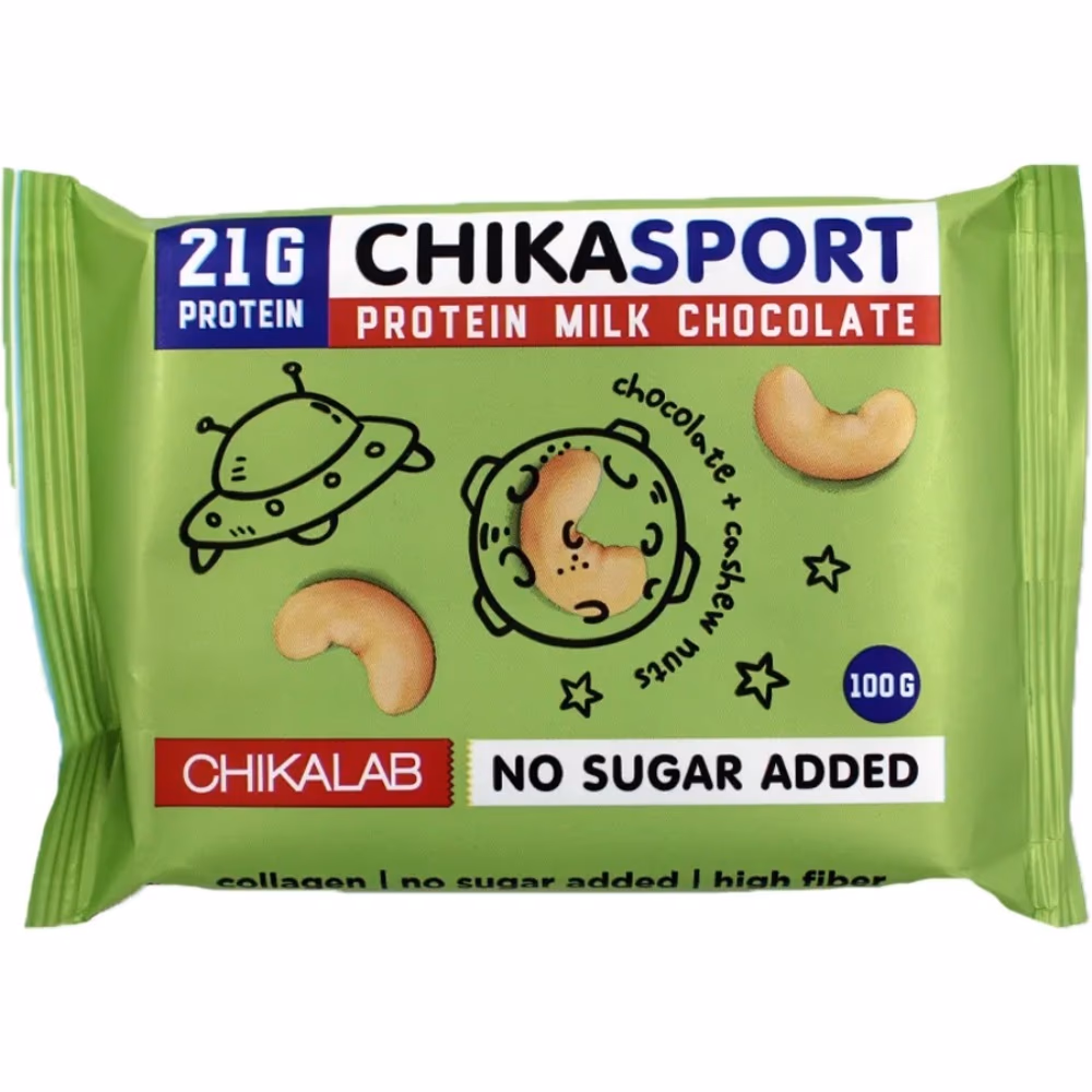 Chikalab Chikasport Bar Chocolate Cashew 100g – High-Protein Chocolate Bar with Cashew Pieces 1