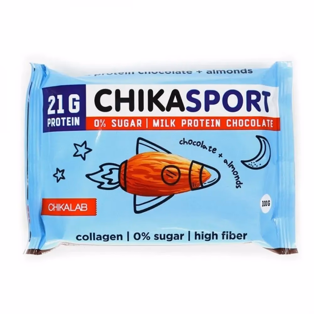 Chikalab Chikasport Bar Chocolate Almond 100g – High-Protein Chocolate Bar with Almond Pieces 1